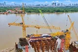 Cầu Tứ Liên tăng tốc thi công chặng nước rút