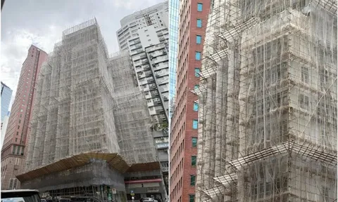 Cận cảnh giàn giáo làm bằng tre bên ngoài tòa chung cư hàng chục tầng: Vì sao đến giờ vẫn được sử dụng?