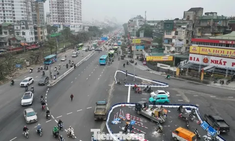 Dựng 3 đảo giao thông tại nút Giải Phóng – Kim Đồng để tổ chức lại giao thông