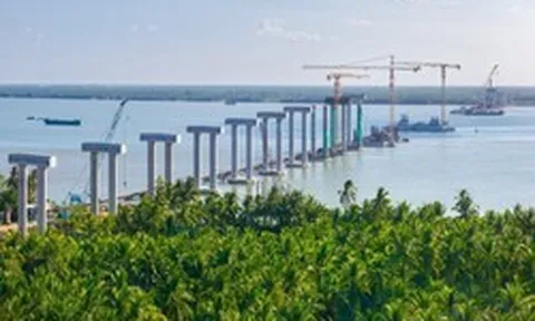 Công trường cầu Đại Ngãi 1 gần 4.000 tỷ đồng tăng tốc giữa áp lực chi phí và khan hiếm vật liệu