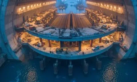Cỗ máy nặng 5.200 tấn được hạ xuống lòng sông, khoan liên tục trong 110 ngày, công trình đường hầm dài 5,7 km lộ diện