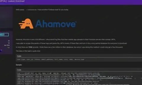 Nghi vấn dữ liệu Ahamove bị rò rỉ: 7.098 bản ghi chứa email, họ tên và thông tin thiết bị