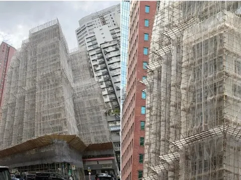 Cận cảnh giàn giáo làm bằng tre bên ngoài tòa chung cư hàng chục tầng: Vì sao đến giờ vẫn được sử dụng?