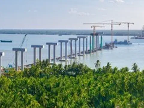 Công trường cầu Đại Ngãi 1 gần 4.000 tỷ đồng tăng tốc giữa áp lực chi phí và khan hiếm vật liệu